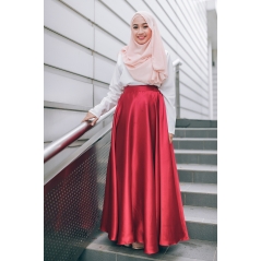 Adior Basic Satin Flare Skirt - Ruby Red