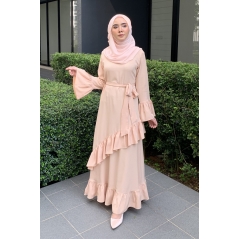 Adior Hana Ruffle Dress - Cream Nude