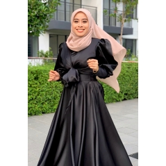 Adior Satin Silk Flare Skirt - Black