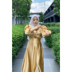 Adior Satin Silk A-Cut Skirt - Light Gold