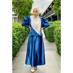 Adior Satin Silk A-Cut Skirt - Royal Navy Blue