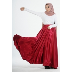 Adior Satin Silk Flare Skirt - Red
