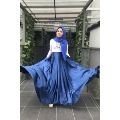 Adior Satin Silk Flare Skirt - Navy Blue